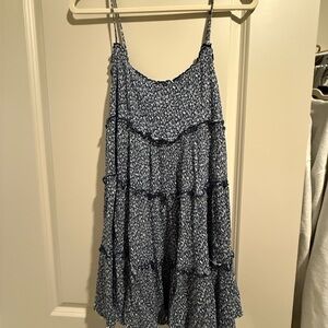 Lulu's Navy Floral Ruffled Babydoll Dress